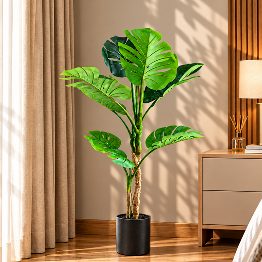 Artificial Monstera Deliciosa Type Plant, 8 leaves, 140 cm, Green