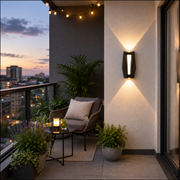 LED wall light AX218 for Exterior and Interior, 2 Sources x 8W, Metallic, Black, 3000K