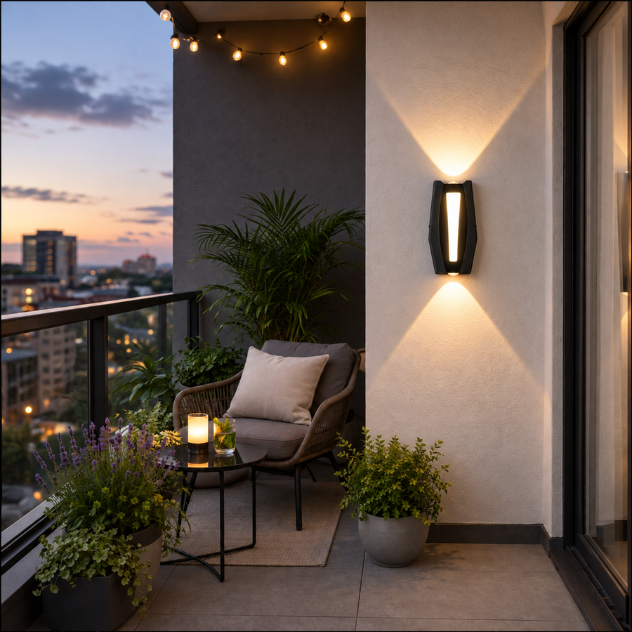 LED wall light AX218 for Exterior and Interior, 2 Sources x 8W, Metallic, Black, 3000K