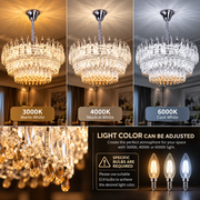 Crystal Chandelier MAJESTIC Magno 15x E14, Diameter 60cm, Shiny Chrome, Adjustable Height