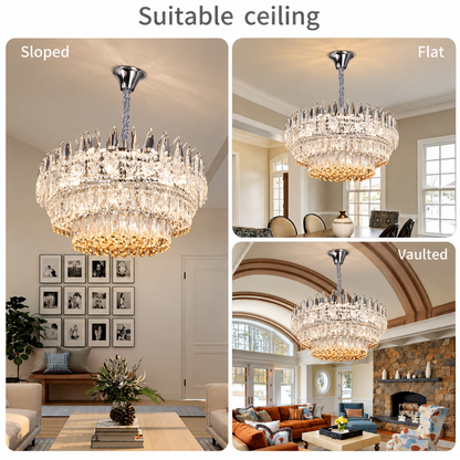 Crystal Chandelier MAJESTIC Magno 15x E14, Diameter 60cm, Shiny Chrome, Adjustable Height