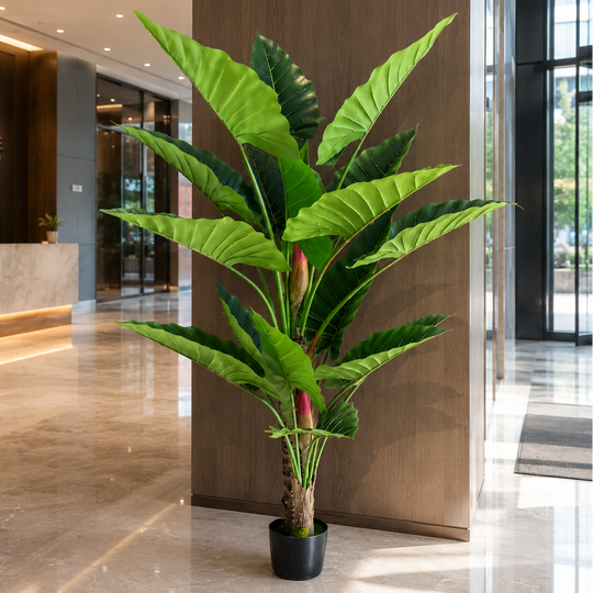 Artificial Plant Type Alocasia, 2 stems, 190 cm, Green