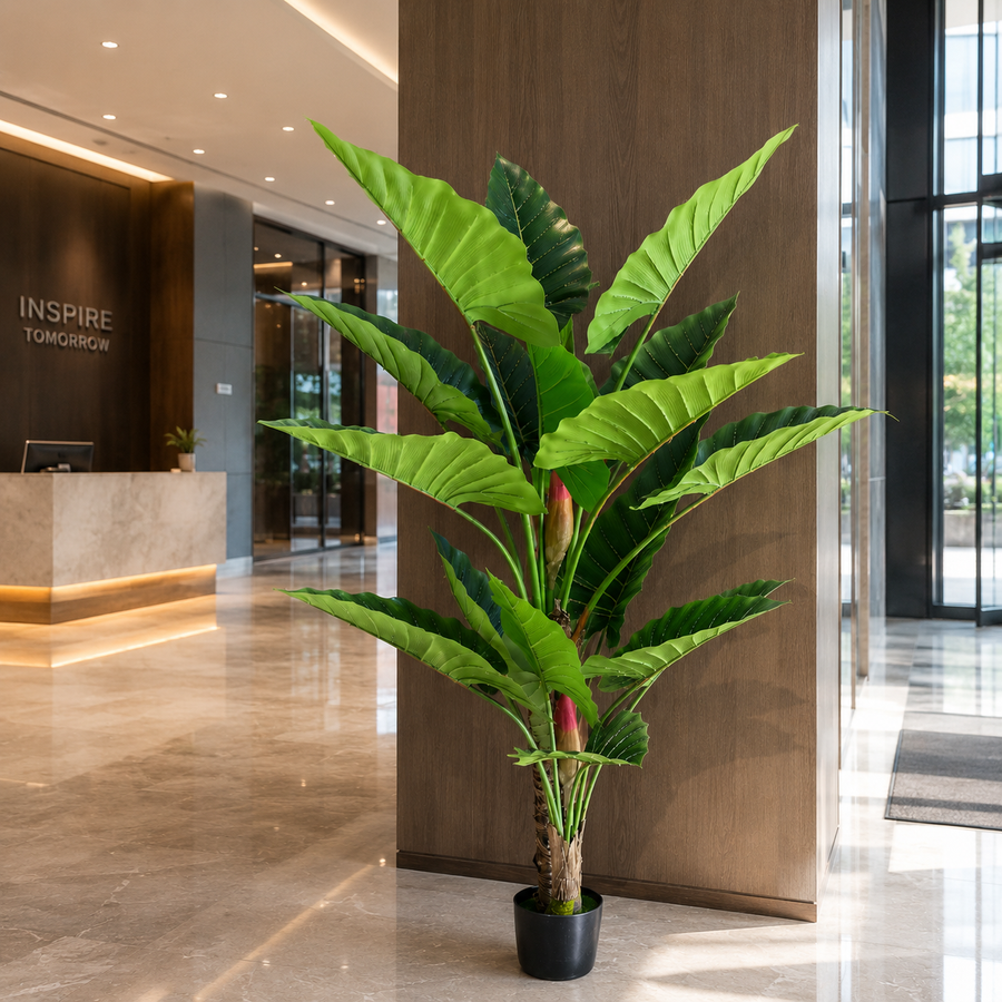 Decorațiune Alocasia, 2 tulpini, Plastic, 190 cm, Verde