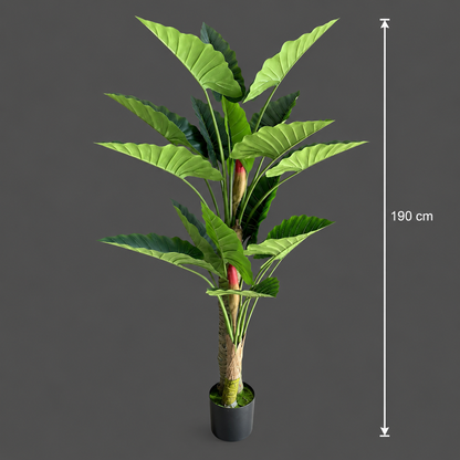 Decorațiune Alocasia, 2 tulpini, Plastic, 190 cm, Verde