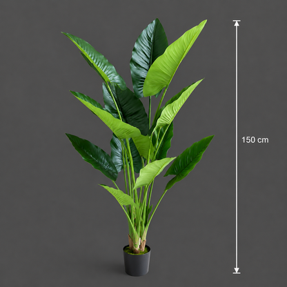 Decorațiune Alocasia, 12 frunze, Plastic, 150 cm, Verde