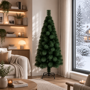 Decorațiune Brad Artificial MANIITSOQ, 210 cm, 280 vârfuri, Suport Metalic, Plastic, Verde