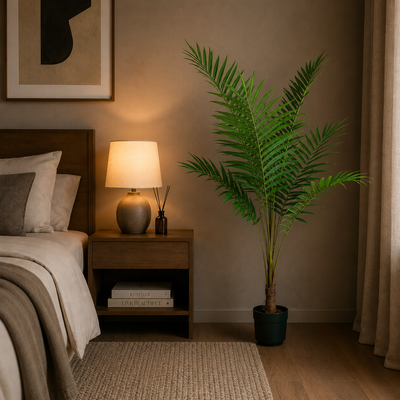 Artificial Kentia Palm Tree Plant, With Elegant Leaves, 160 cm, 7 Leaves, Green, with Pot