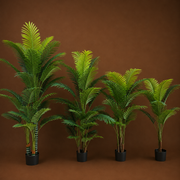 Decorațiune Palmier Kentia, 3 tulpini, Plastic, 30 frunze, 190 cm, Verde
