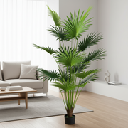 Decorațiune Palmier Livistona Evantai, 15 frunze, Plastic, 200 cm, Verde