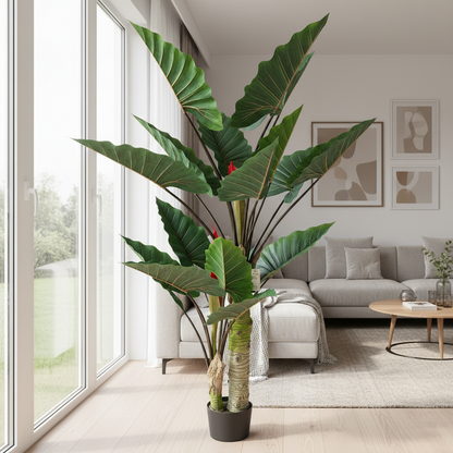 Decorațiune Strelitzia, 2 trunchiuri, Plastic, 190 cm, Verde