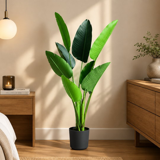 Artificial Plant Type Strelitzia Nicolai (Bird of Paradise), 120 cm, 8 leaves, Green