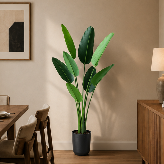 Artificial Plant Type Strelitzia Nicolai (Bird of Paradise), 150 cm, 10 leaves, Green