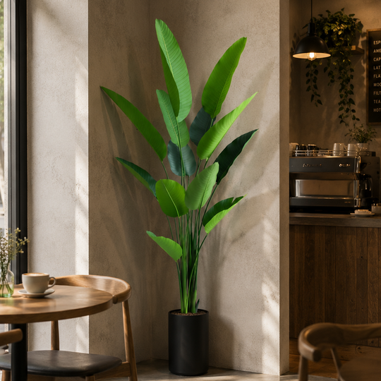 Artificial Plant Type Strelitzia Nicolai (Bird of Paradise), 180 cm, 13 leaves, Green