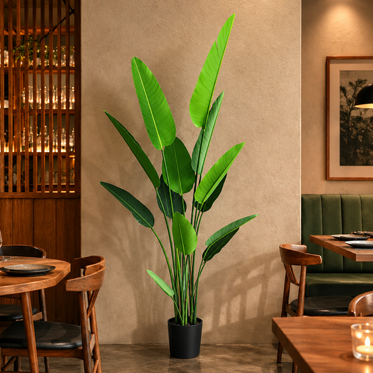 Artificial Plant Type Strelitzia Nicolai (Bird of Paradise), 220 cm, 13 leaves, Green