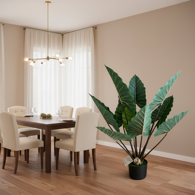 Plantă Artificială Tip Alocasia Cu Frunze Late, 100 cm, Verde