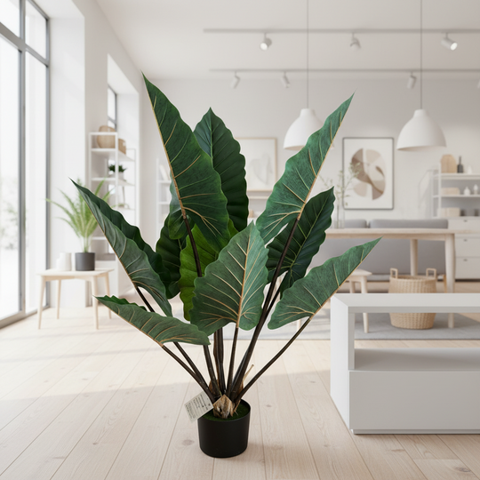 Artificial Alocasia Plant With Broad Leaves, 120 cm, Green