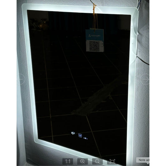 Rectangular LED Mirror 50x70cm Zampa Sensor Motionglow Marcello Clock Defrition System & Dimable Thermometer