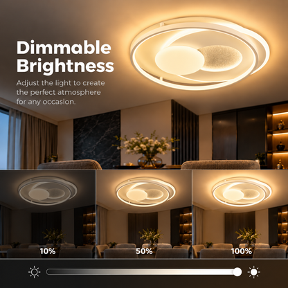 LED chandelier with remote control ISTARAVSHAN, Round shape, 86W, Cold/Warm/Neutral light, Dimmable, White