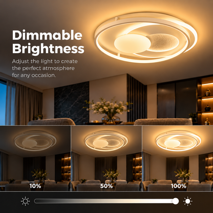 ISTARAVSHAN LED chandelier with remote control, Oval shape, 85W, Cold/Warm/Neutral light, Dimmable, White