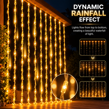 Rain Type Christmas Installation, Warm Light, 300 x 300cm, 320 LEDs