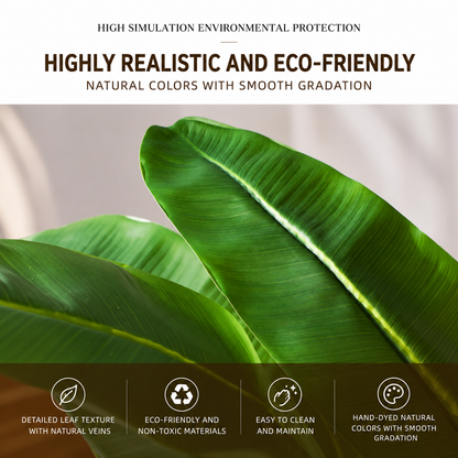Artificial Banana Tree Plant, 160 cm, 2 stems, 10 leaves, Green, with Pot