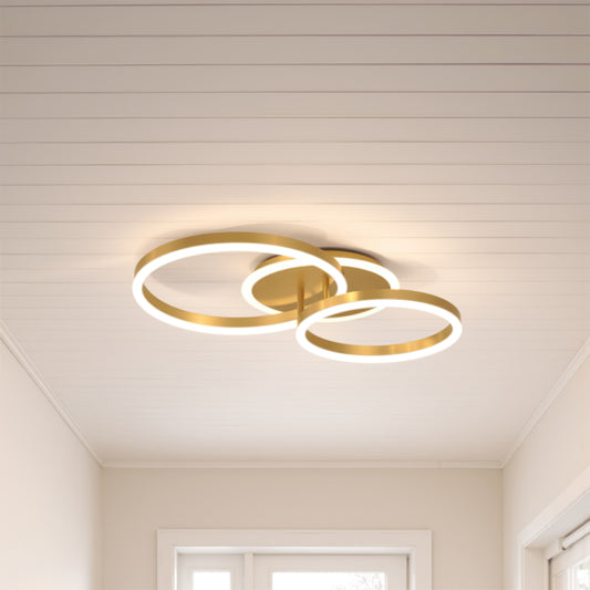 LED chandelier with remote control RINOVA 66W, 2 Circles, Cold/Warm/Neutral light, Dimmable, Shiny Gold