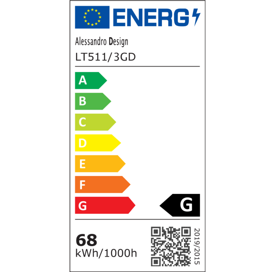 LED chandelier with remote control RIGA LILITH 94W, 3 Circles, Cold/Warm/Neutral light, Dimmable, Shiny Gold