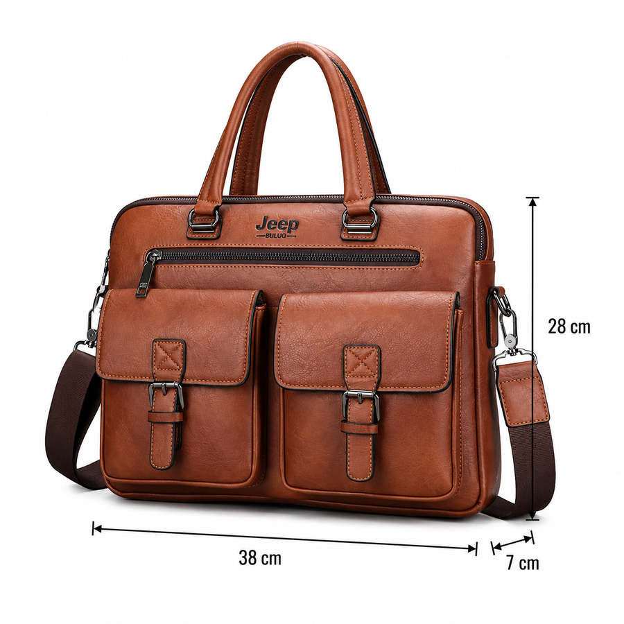 Business laptop bag SAMARKAND, 38x7x28 cm, Ecological Leather, Dark brown