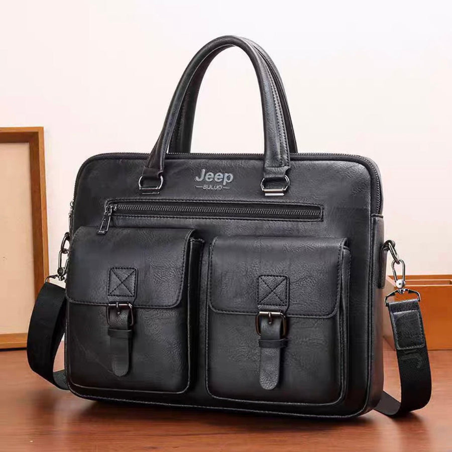 Business laptop bag SAMARKAND, 38x7x28 cm, Ecological Leather, Black