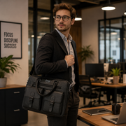 Business laptop bag SAMARKAND, 38x7x28 cm, Ecological Leather, Black