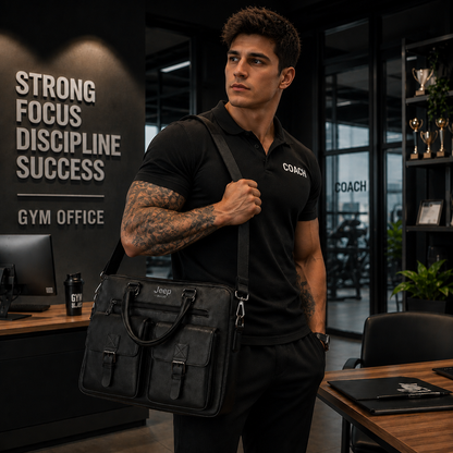 Business laptop bag SAMARKAND, 38x7x28 cm, Ecological Leather, Black