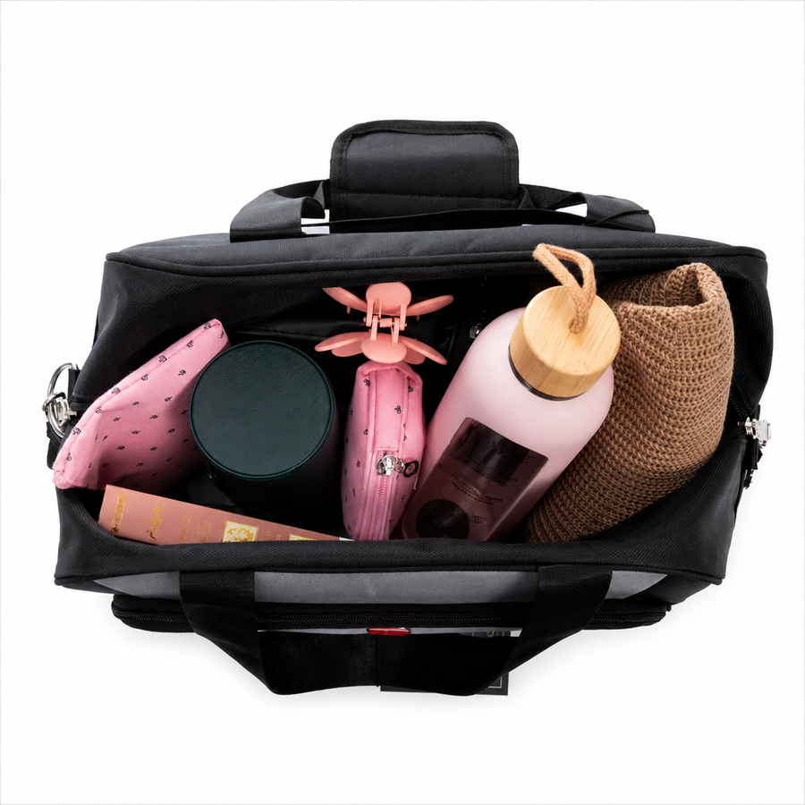 KHIVA Expandable Travel Bag, 40x20x25cm, Oxford, Black
