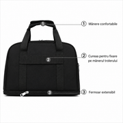 KHIVA Expandable Travel Bag, 40x20x25cm, Oxford, Black
