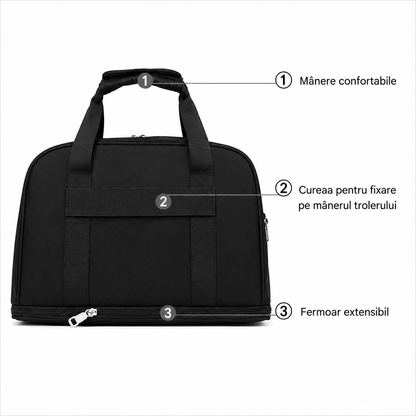 KHIVA Expandable Travel Bag, 40x20x25cm, Oxford, Black