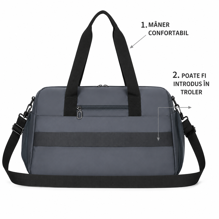 SHYMKENT Travel Bag, 46x22x28cm, Oxford, Dark Grey