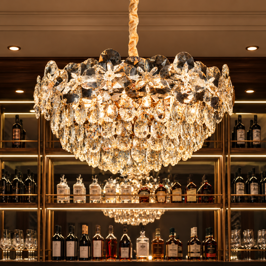 Crystal Chandelier JARDIN Magno 14xE14, Diameter 60cm, Height 35cm, Shiny Gold, Adjustable Height, Elegant Design