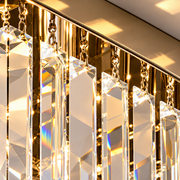 MARTINEZ Linear Luxe Crystal Chandelier, Diameter 35cm, 4x E14, Shiny Chrome