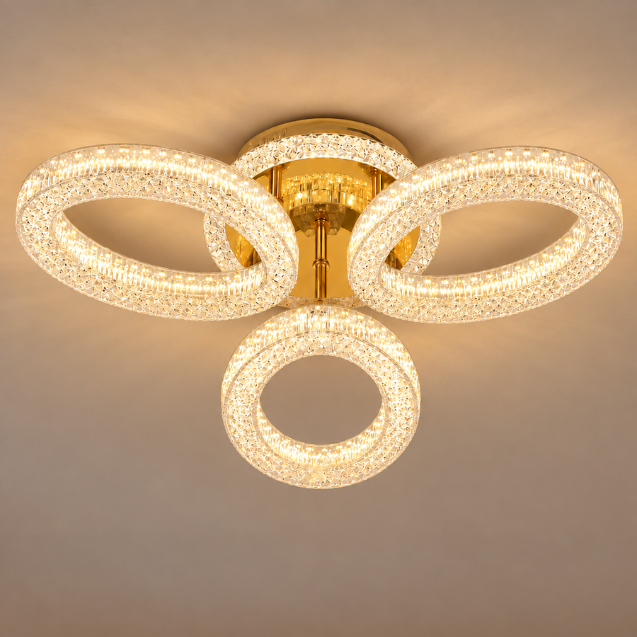 LED chandelier with remote control VEYRO, 39W, Cold/Warm/Neutral Light, Dimmable, Gold