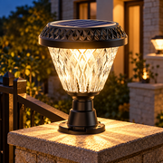 LED Solar Lamp for Outdoor Pole KATTAKURGAN, 8W, Warm/Cold/Neutral Light + RGB, Round Shape, Aluminum, Black, Dimmable