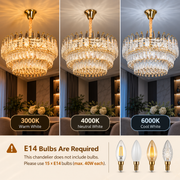 Crystal Chandelier MAJESTIC Magno 15x E14, Diameter 60cm, Shiny Gold, Adjustable Height