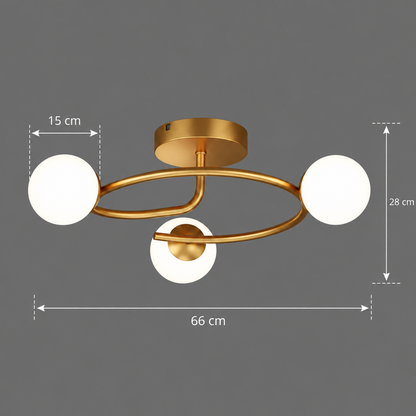 LED and crystal chandelier ORBIT, 66cm, 3xE27, Globes, Gold