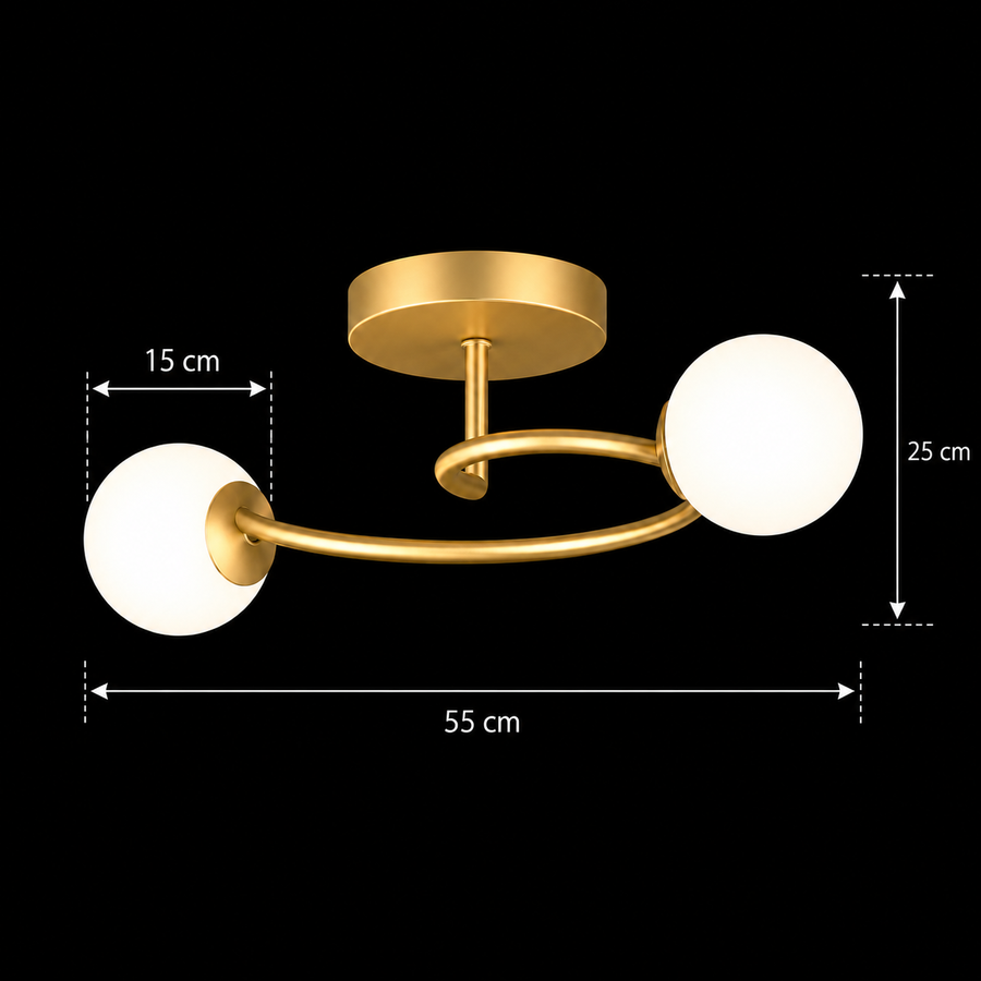 LED and crystal chandelier ORBIT, 55cm, 2xE27, Globes, Gold