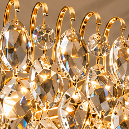 ERDENET Supremo Crystal Chandelier, 12xE14, 92x38x36 cm, Metal and Crystal, Shiny Gold, Adjustable Height