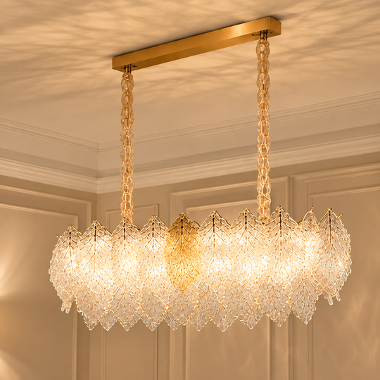 LACE Royale Crystal Chandelier 11xE14, Size 83x33 cm, Height 31 cm, Shiny Gold, Adjustable Height, Elegant Design