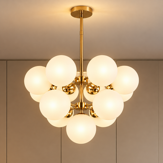 ORBS Magno Classic Chandelier, 56cm, 13xE27, Globes, Gold