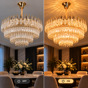Crystal Chandelier MAJESTIC Regalis 21x E14, Diameter 80cm, Shiny Gold, Adjustable Height
