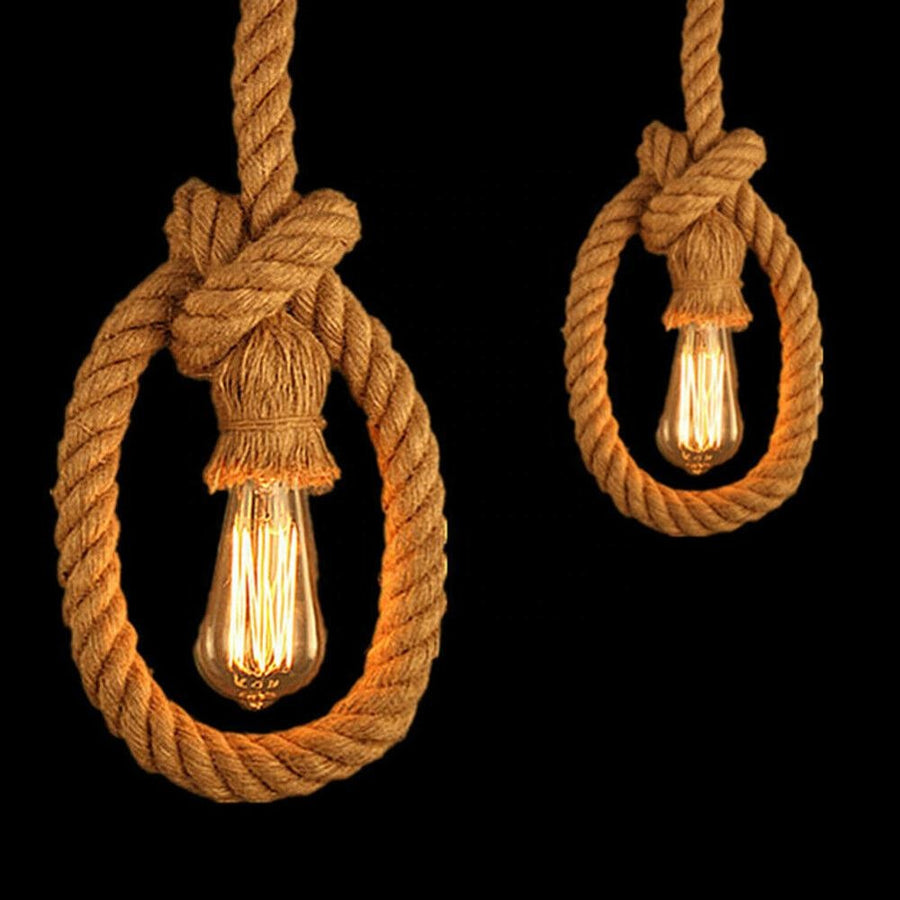 Harper Vintage Chandelier, 1xE27, Rustic Barn, Rope and Metal, 92cm