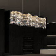 Crystal LED Chandelier with Regalis Remote Control, Length 58cm, Shiny Chrome, Warm/Cold/Neutral Light 3000K/4000K/6000K, Adjustable Height, Dimmable Light, Metal and Crystal