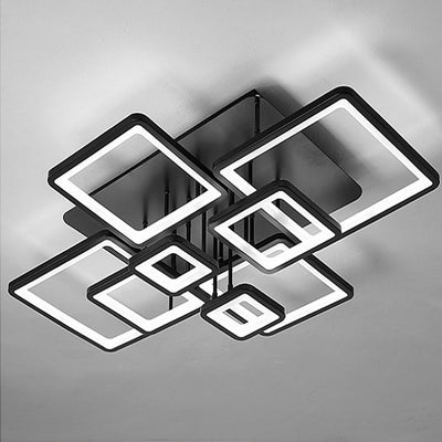 LED chandelier with remote control ELLA 186W, 8 Squares, Cold/Warm/Neutral light, Dimmable, Black