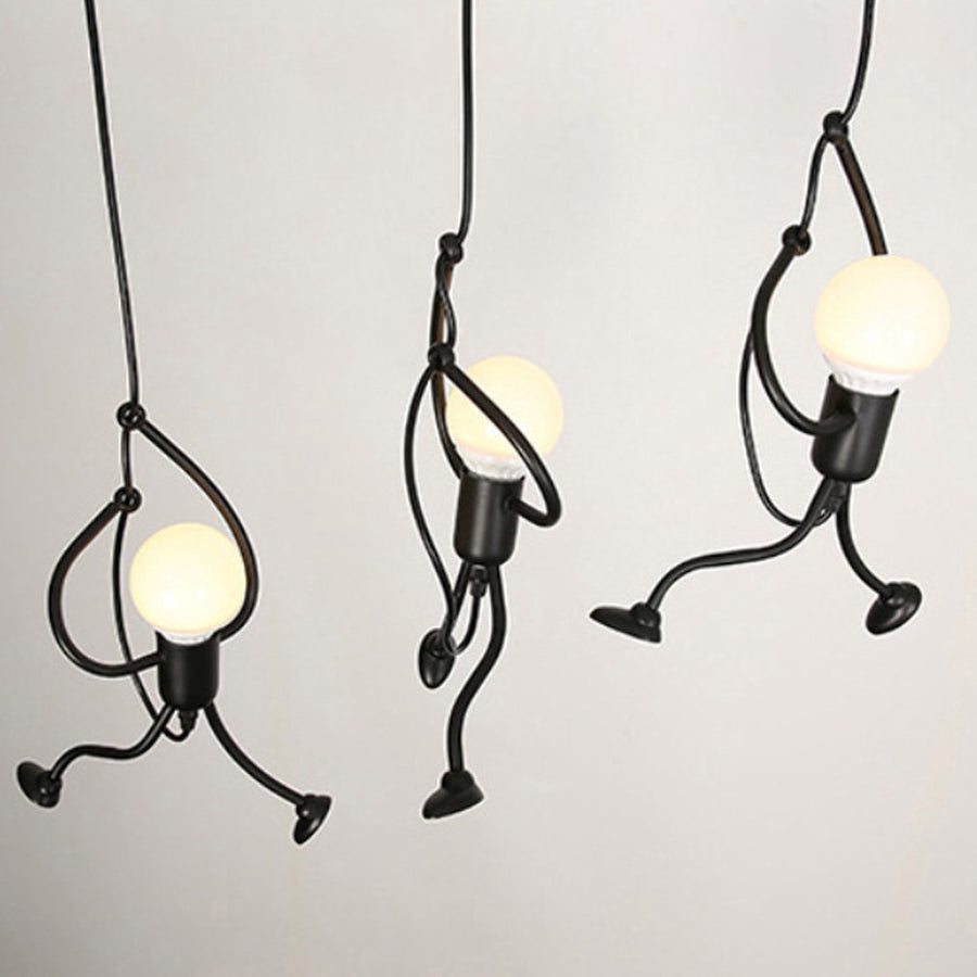 MODERN Chandelier, Pendulum type, FANTASIA, Figurine, 3xE27, Adjustable Height, Black